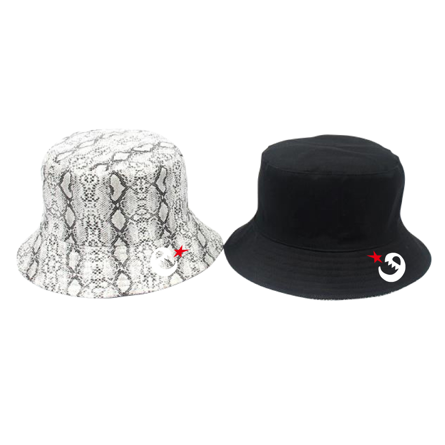 rg fake snake skin bucket hats