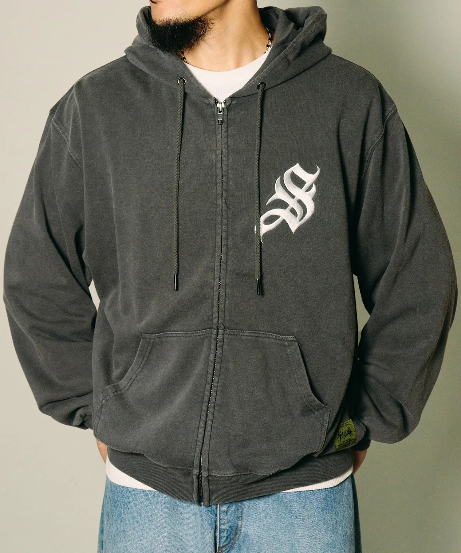 Fade wash zip hoodie