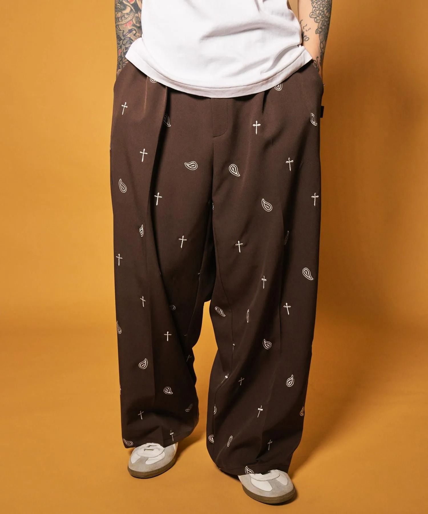 All-over embroidered pants