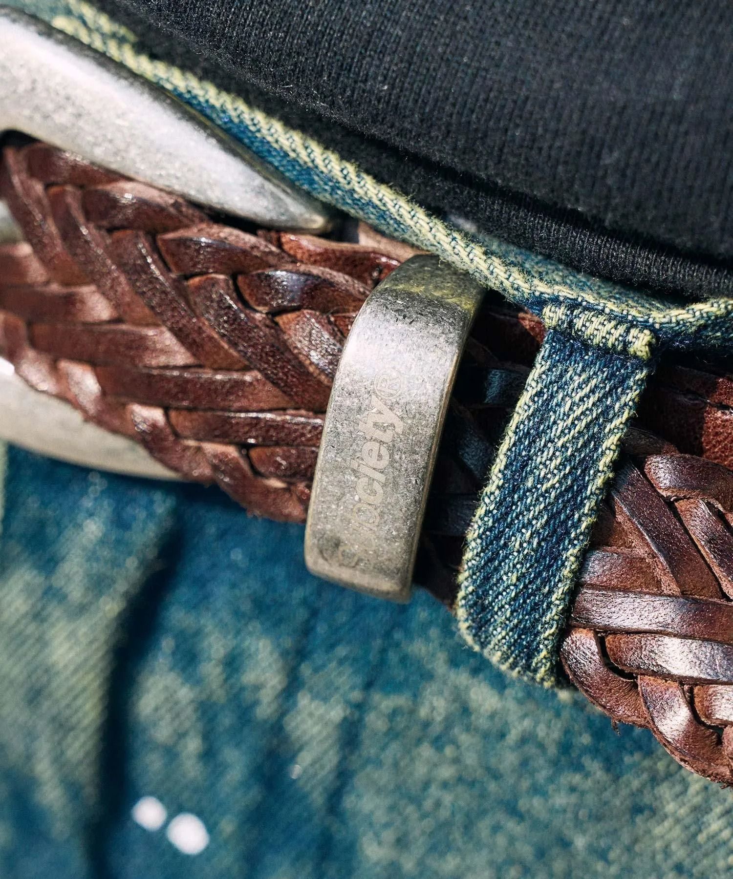 Leather mesh belt