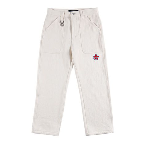 FLOWER DYED DENIM PAINTER-PANTS