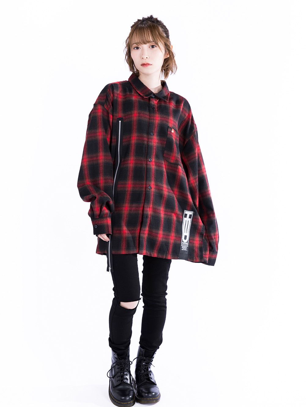 Split Zip Flannel Shirt