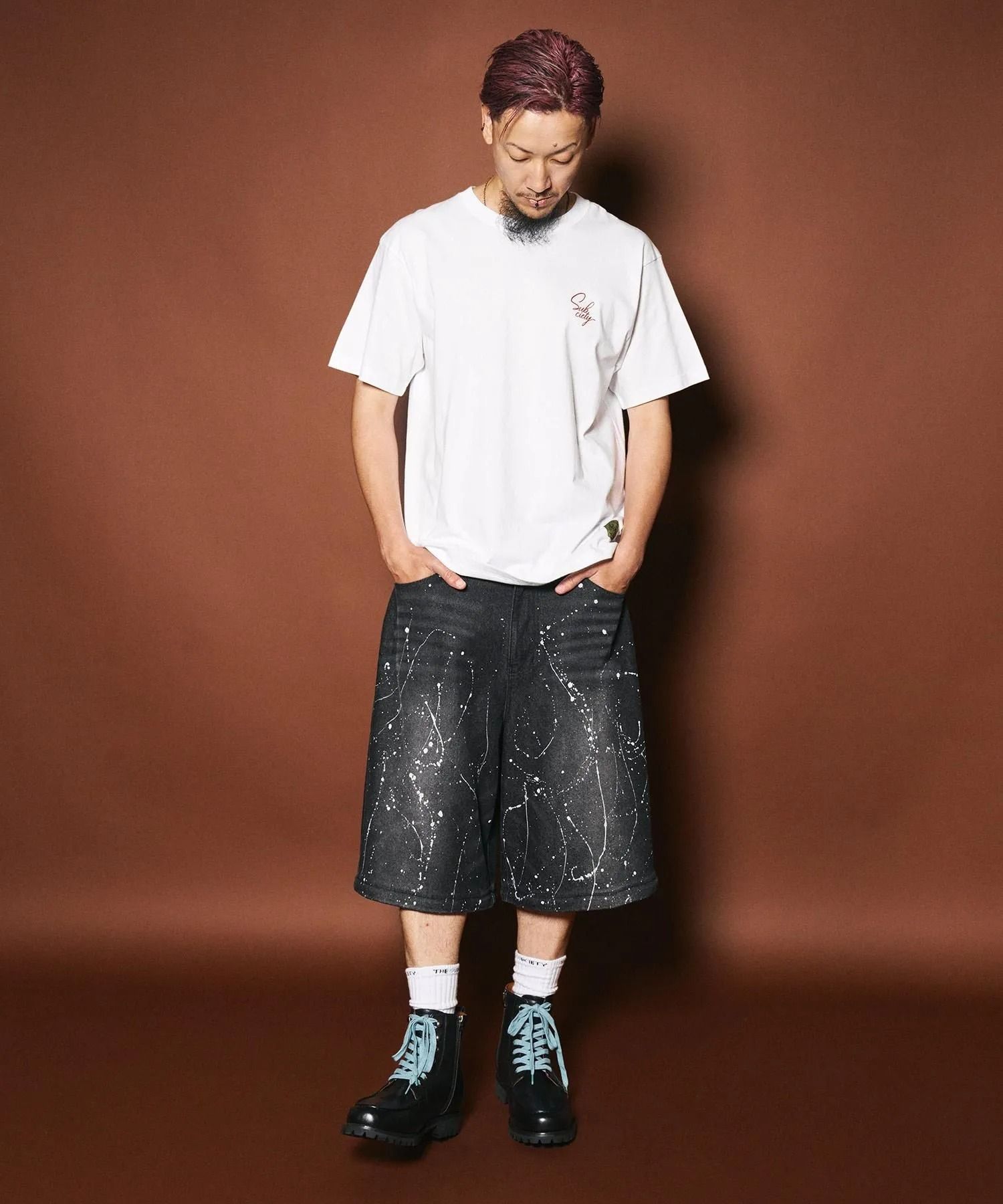 Painted 2way denim pants