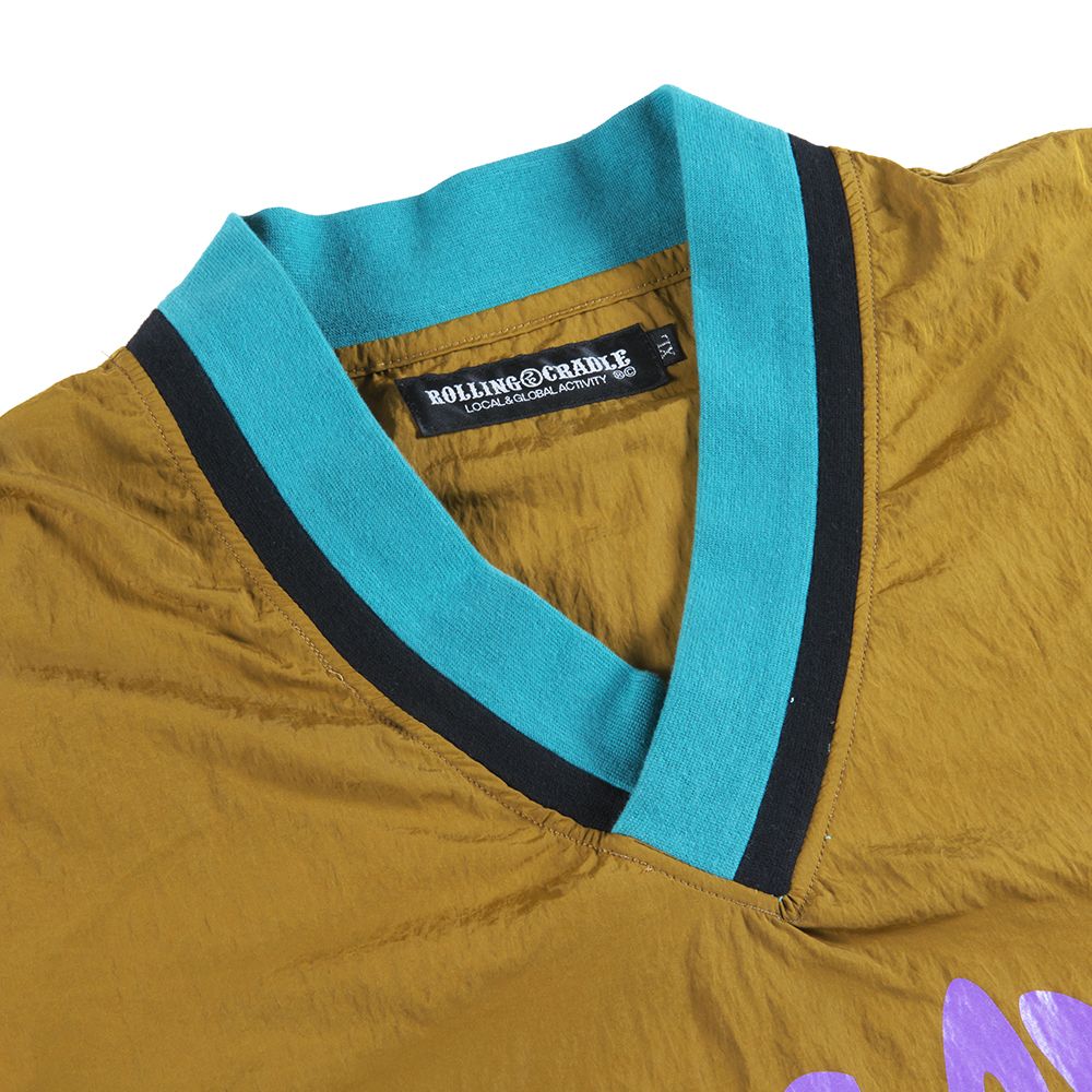 METALLIC NYLON V-NECK