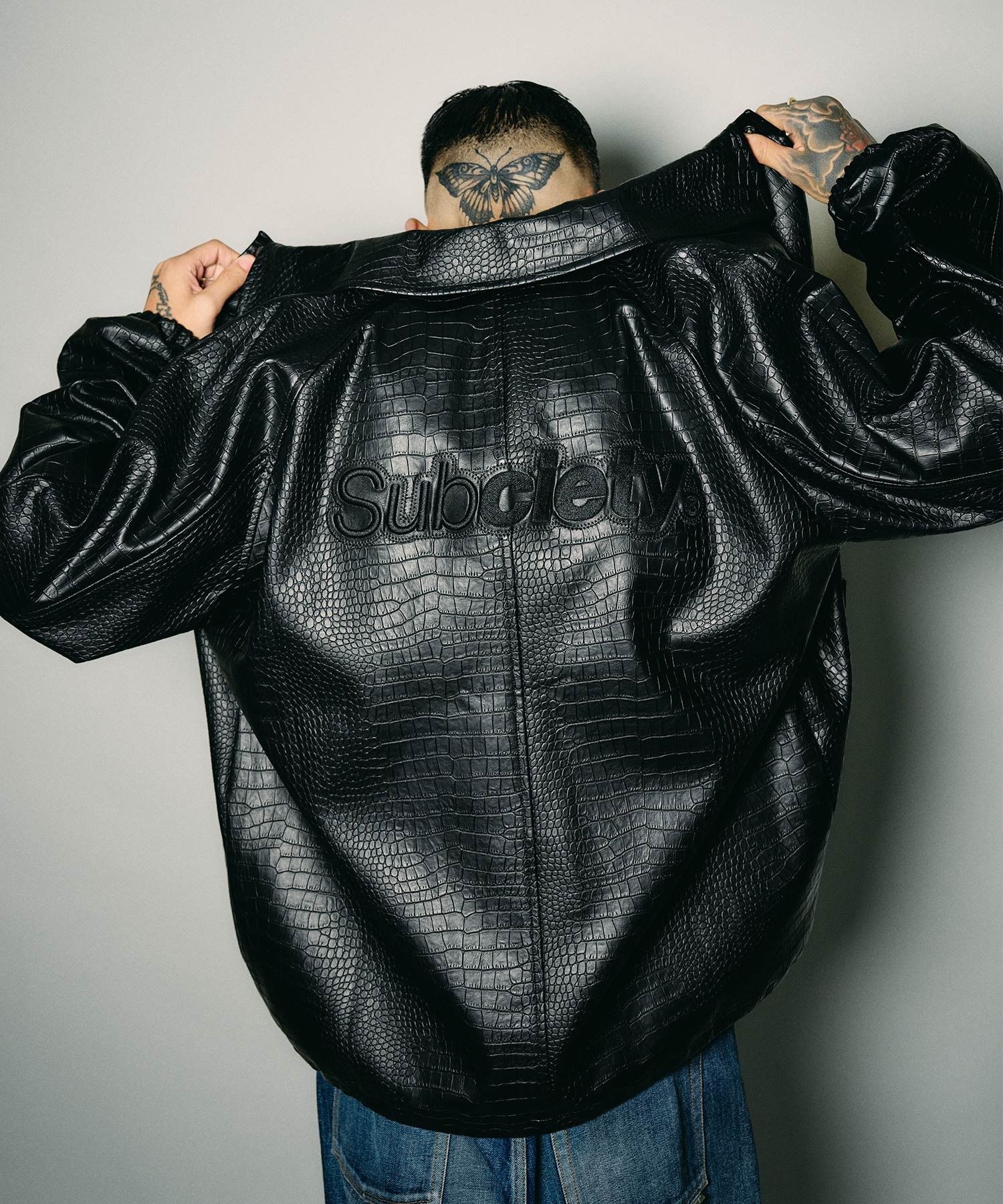 Faux leather coach jacket