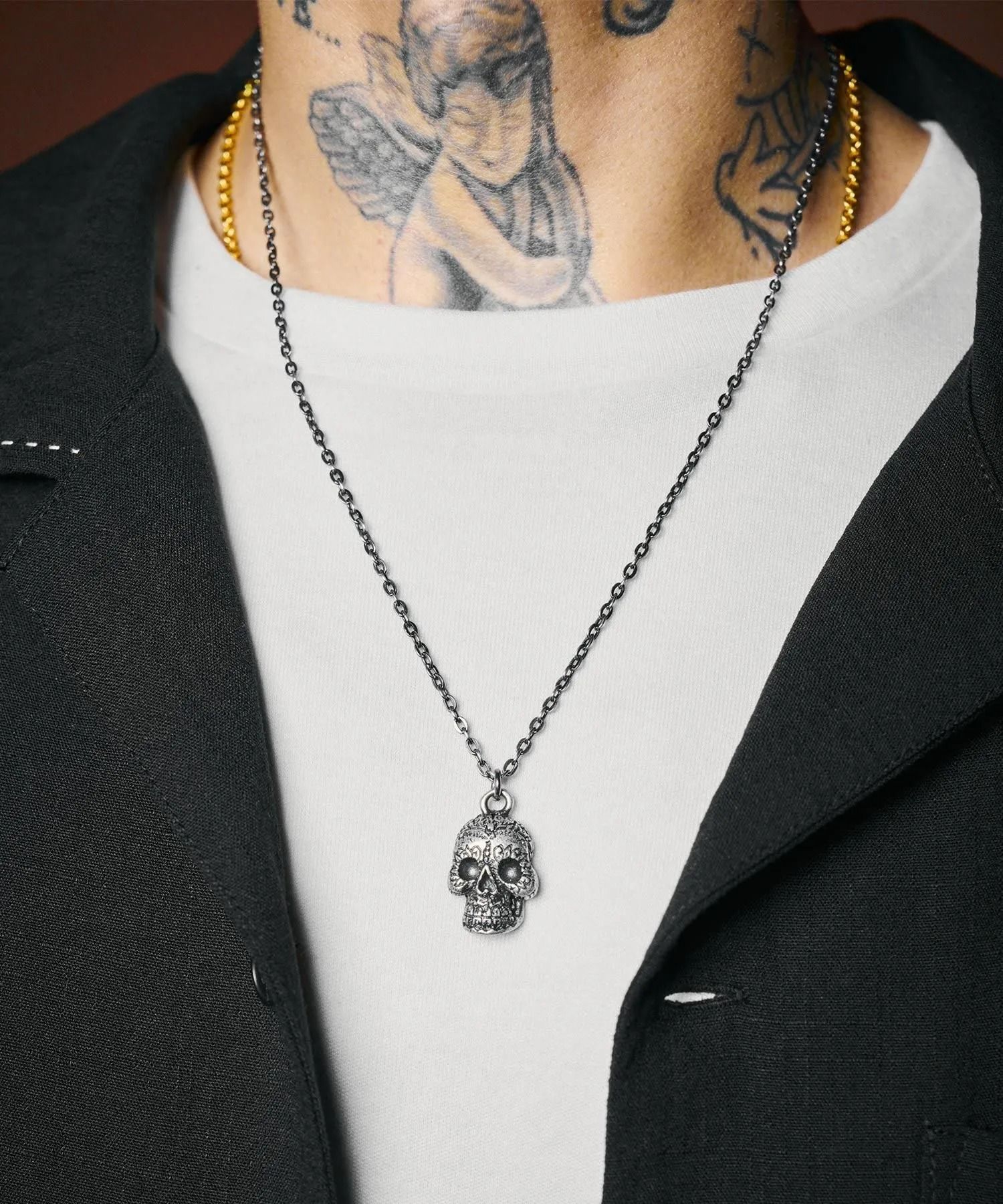Metal necklace-mexican skull-