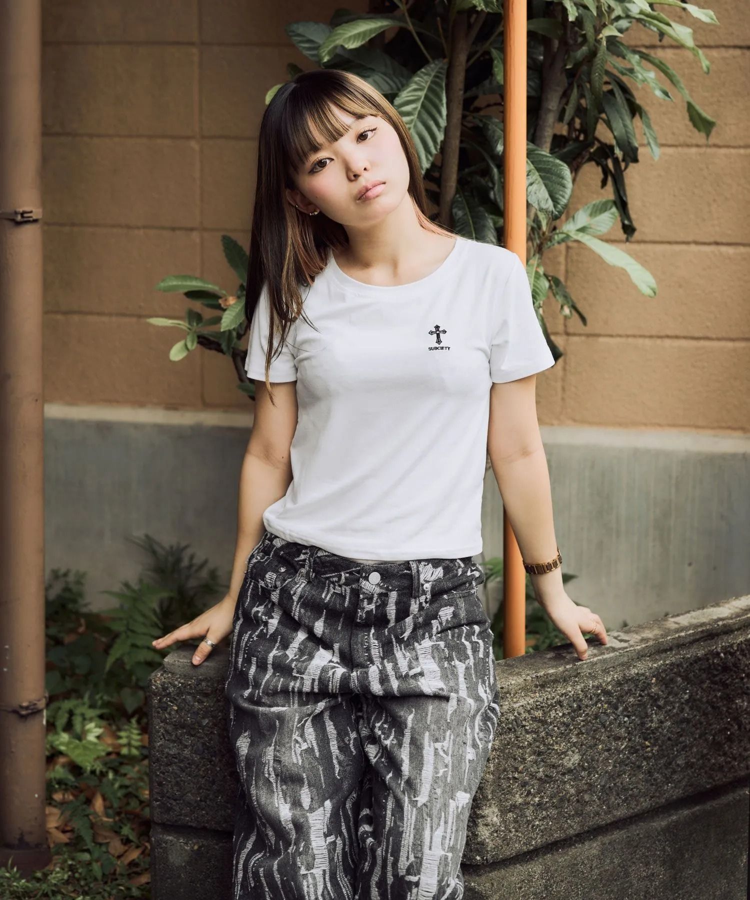 Splited denim pants