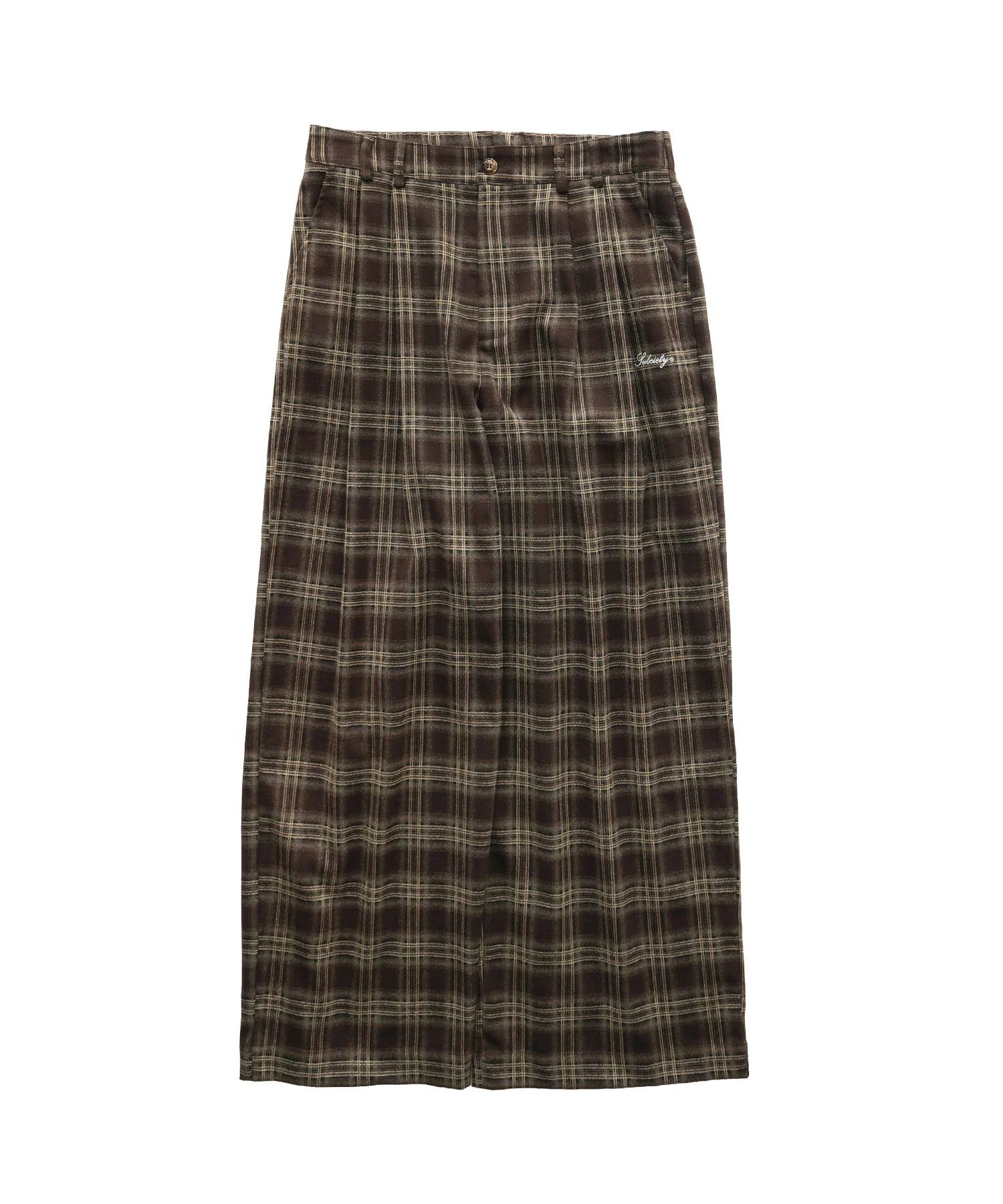Wide straight check slacks