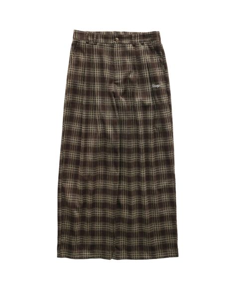 Wide straight check slacks