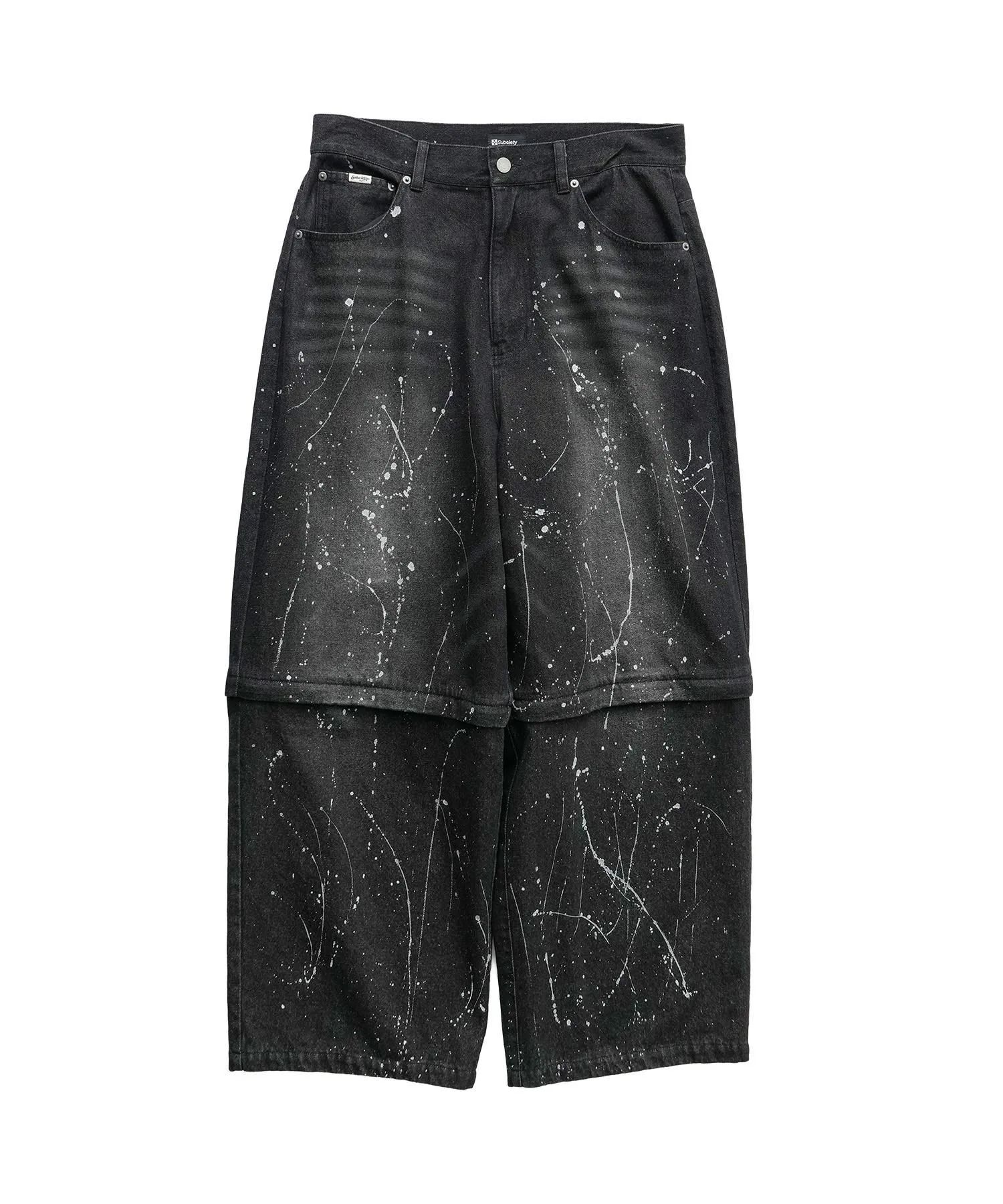 Painted 2way denim pants