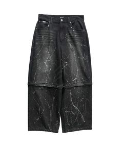 Painted 2way denim pants