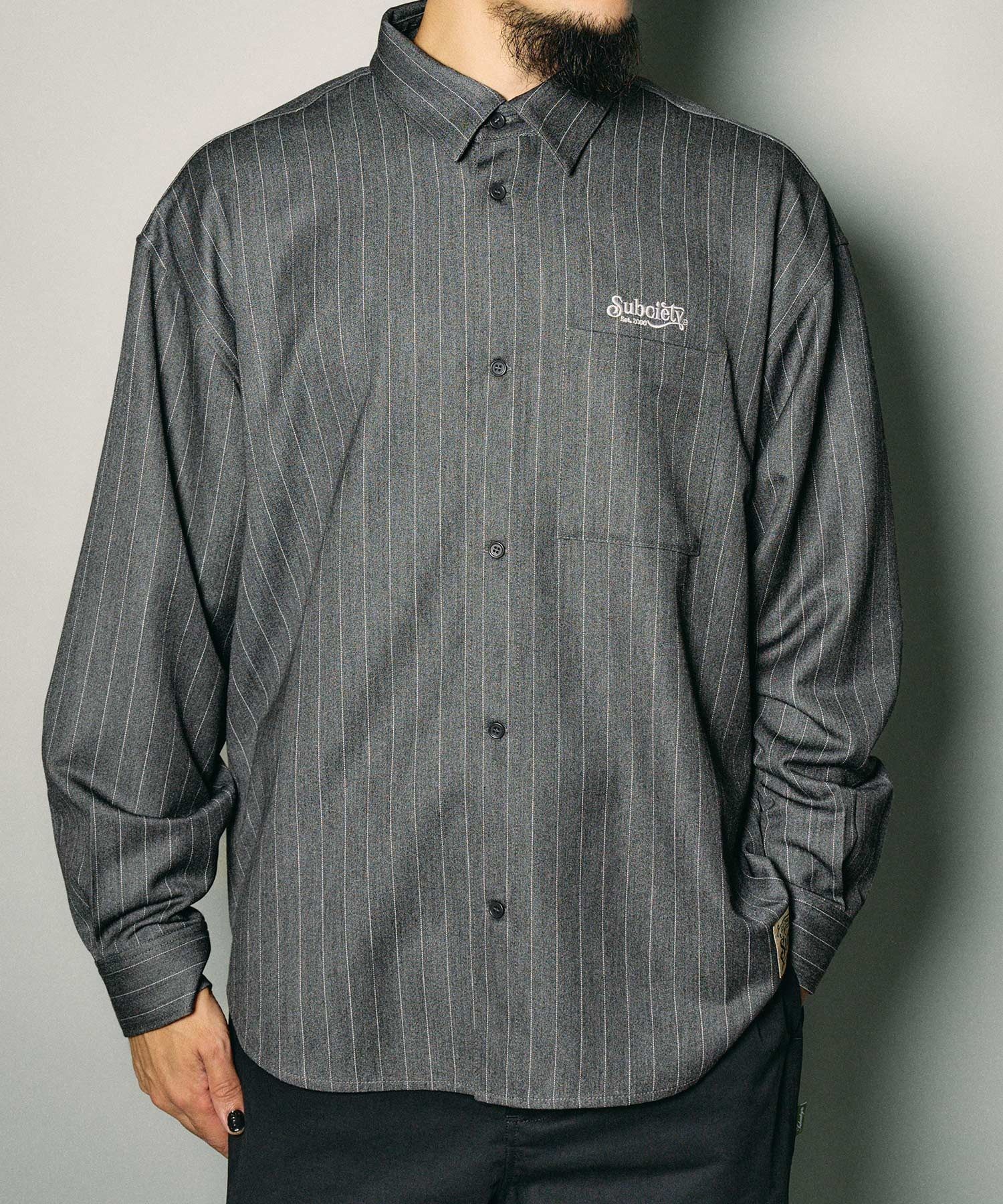 Pinstripe wool-like shirt