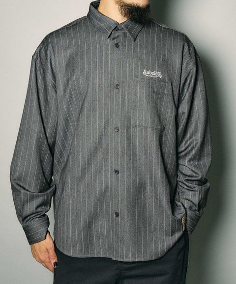 Pinstripe wool-like shirt