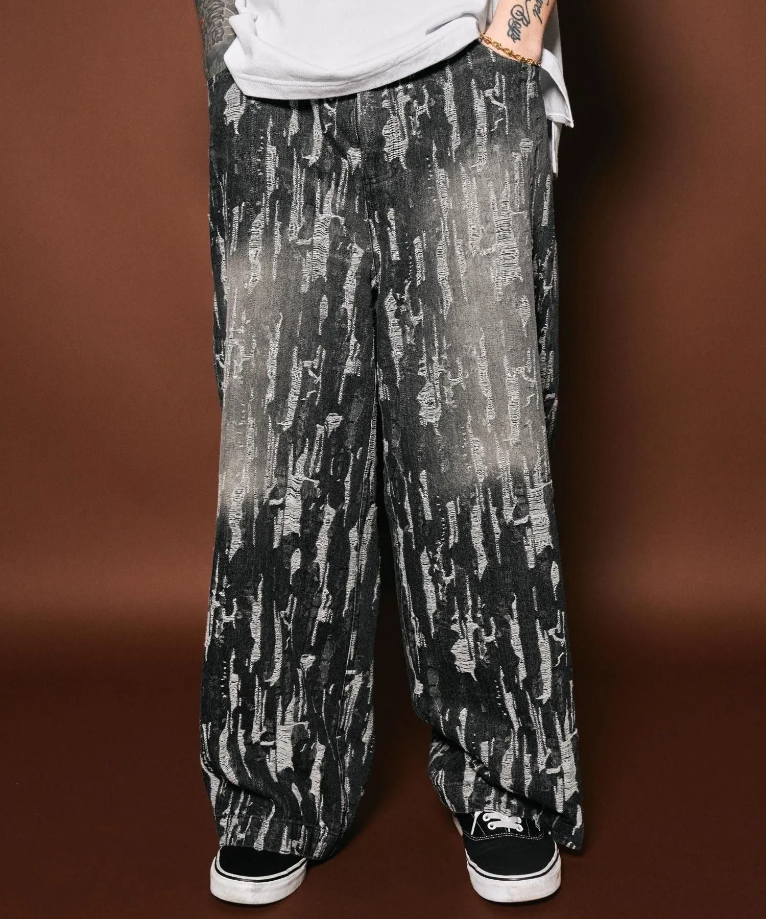 Splited denim pants