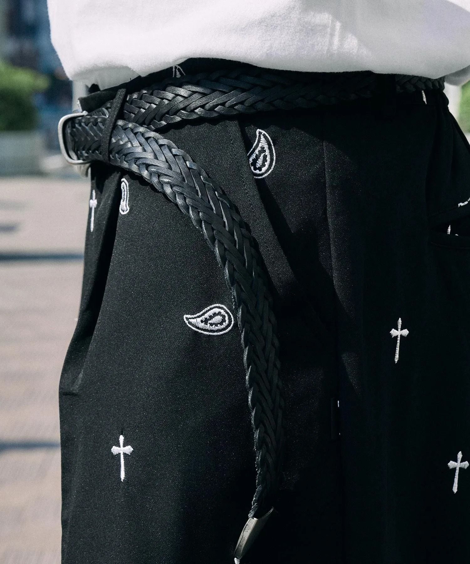Leather mesh belt