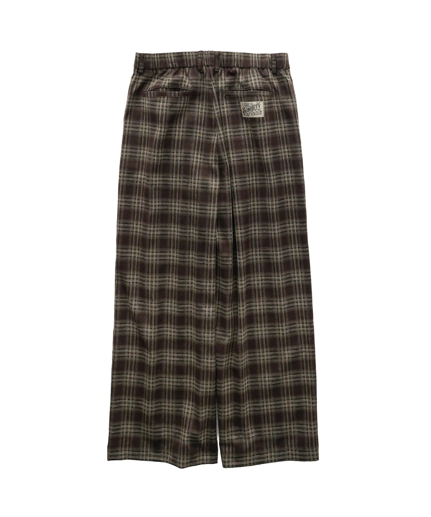 Wide straight check slacks