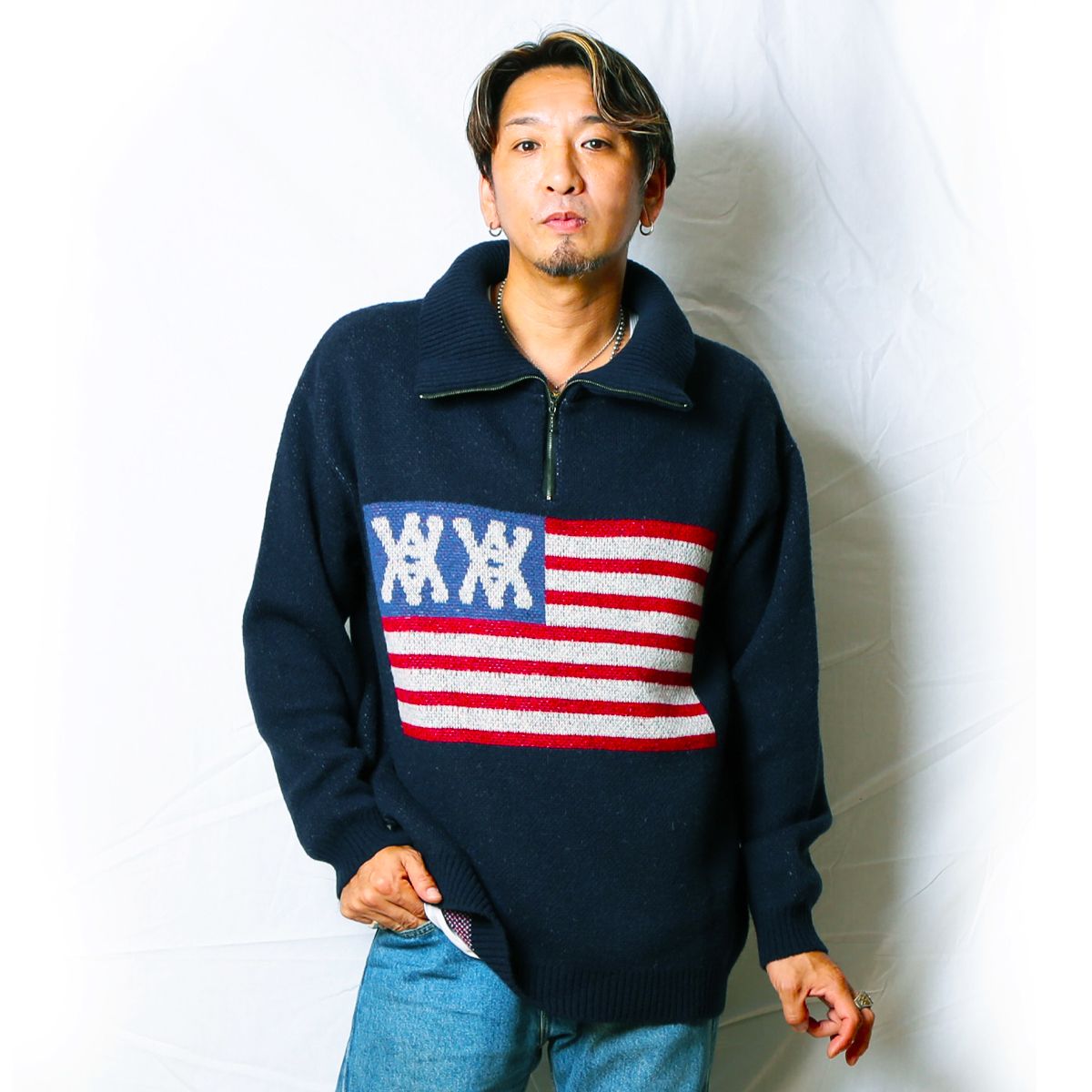 Half Zip Knit -AA Flag