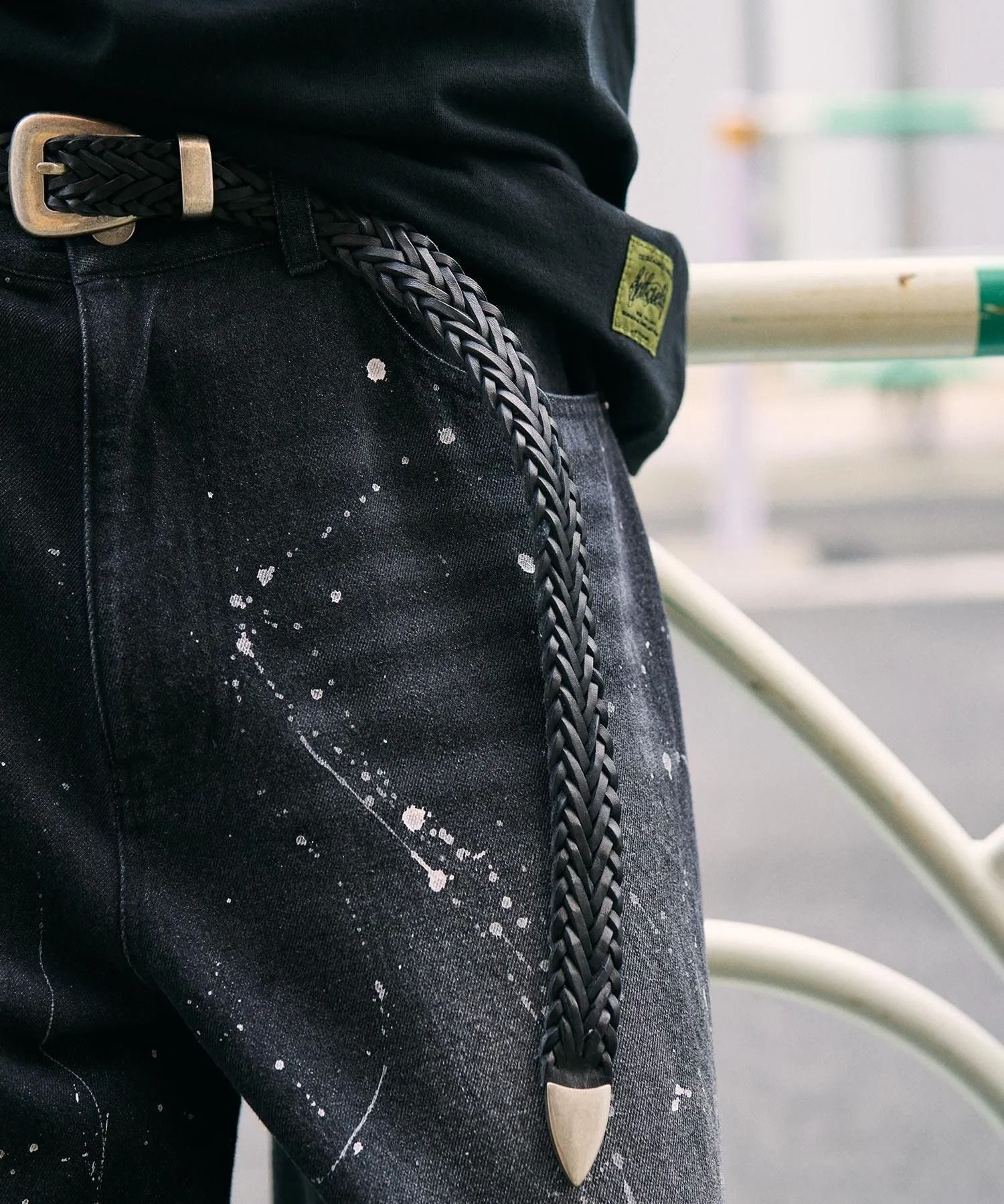 Leather mesh belt