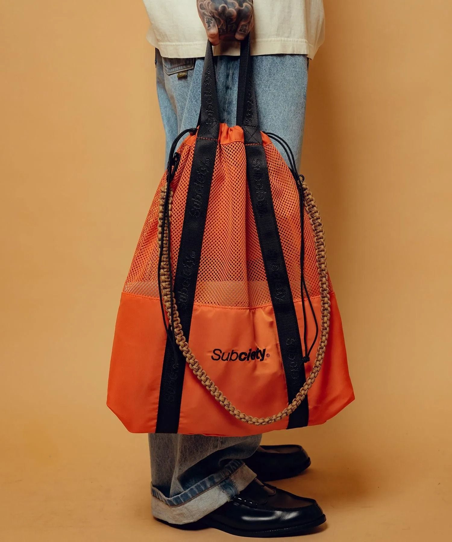 Mesh shoulder tote bag