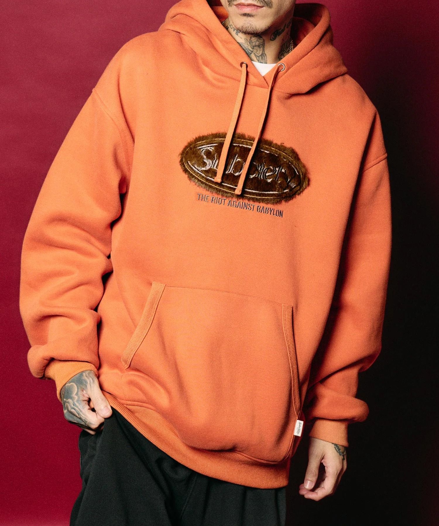 Fur patch hoodie