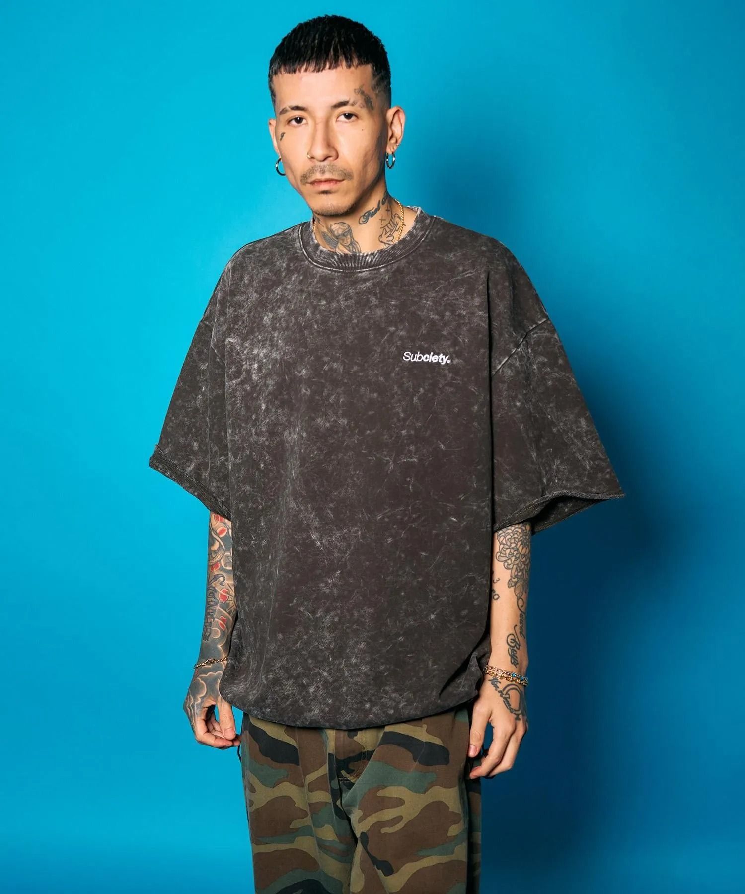 Washed sweat drawstring tee