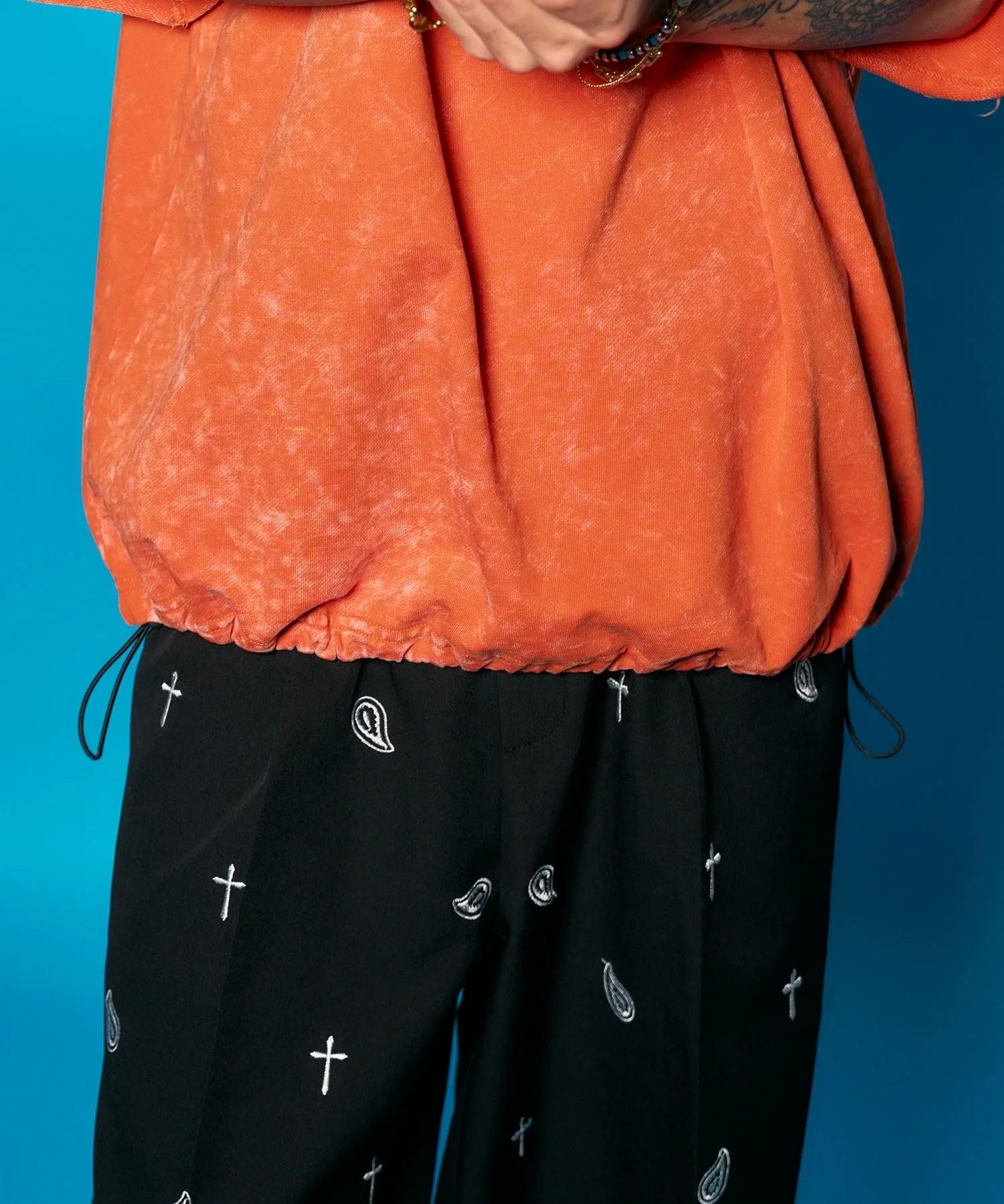 Washed sweat drawstring tee