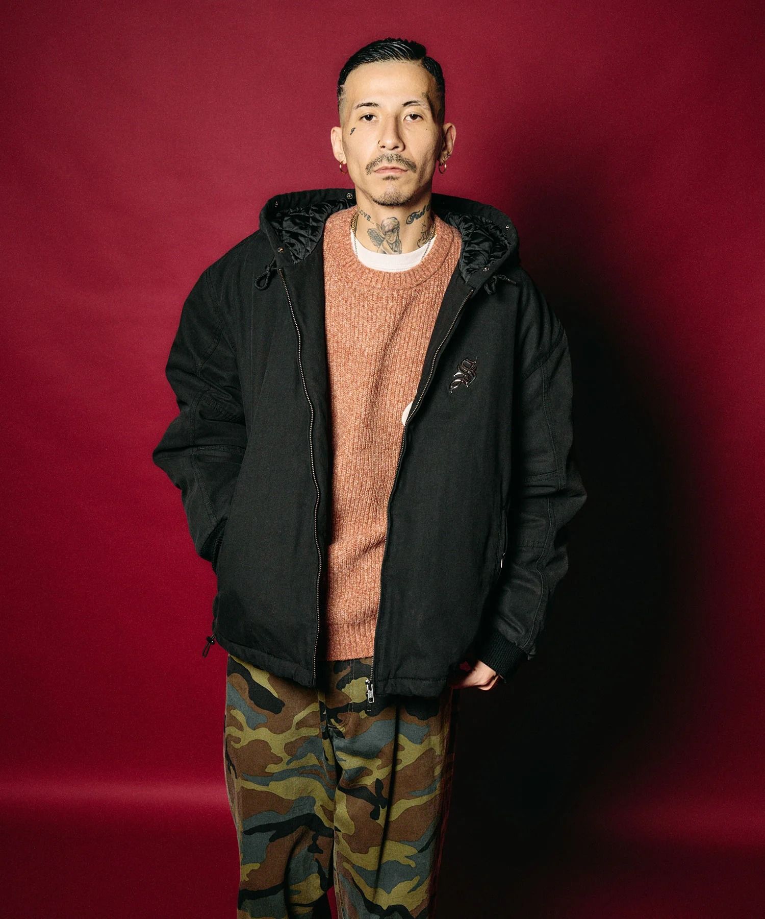Metal logo padded jacket