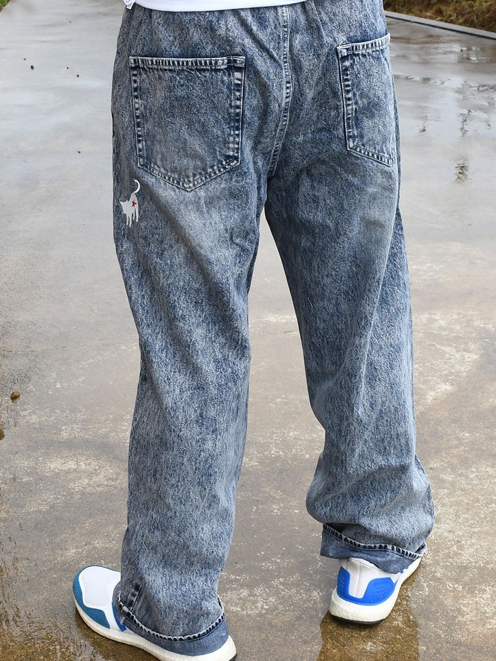 rg wide straight denim pants
