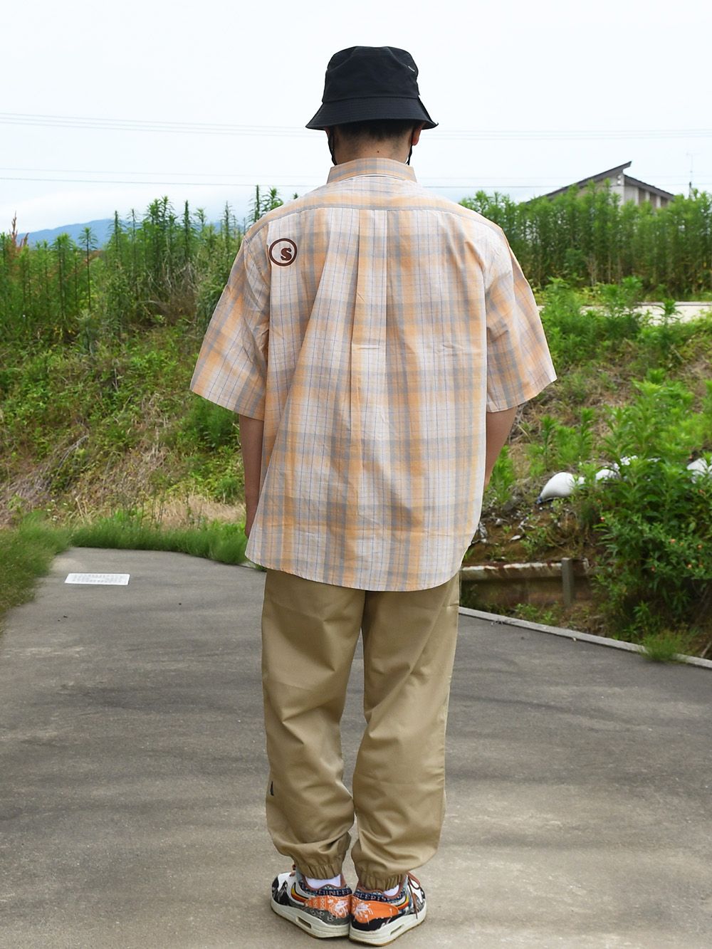 sd laid back color over size check shirts