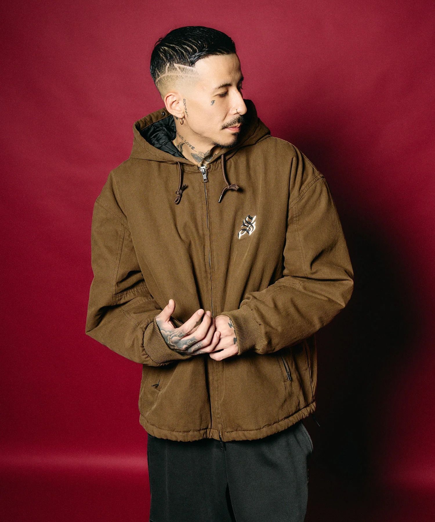 Metal logo padded jacket