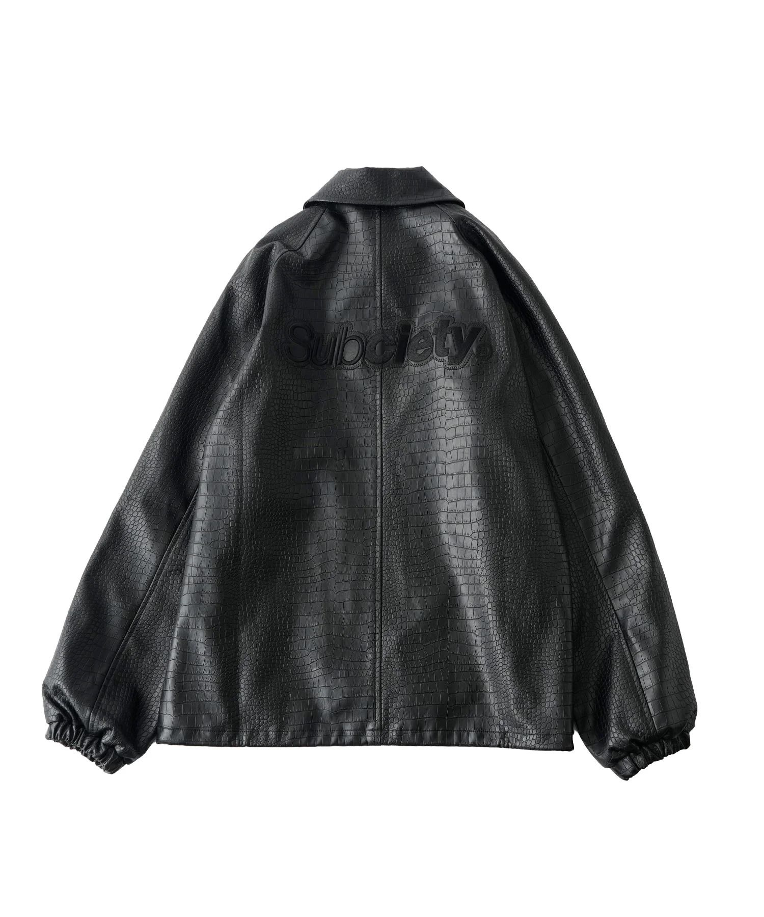 Faux leather coach jacket