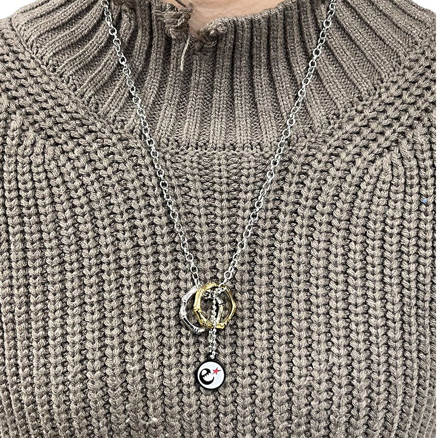 rg silver&gold pair ring necklace