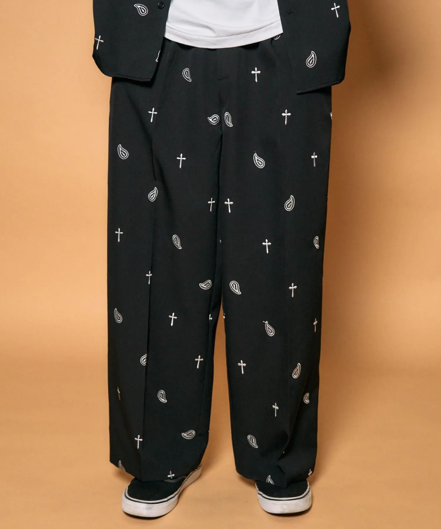 All-over embroidered pants