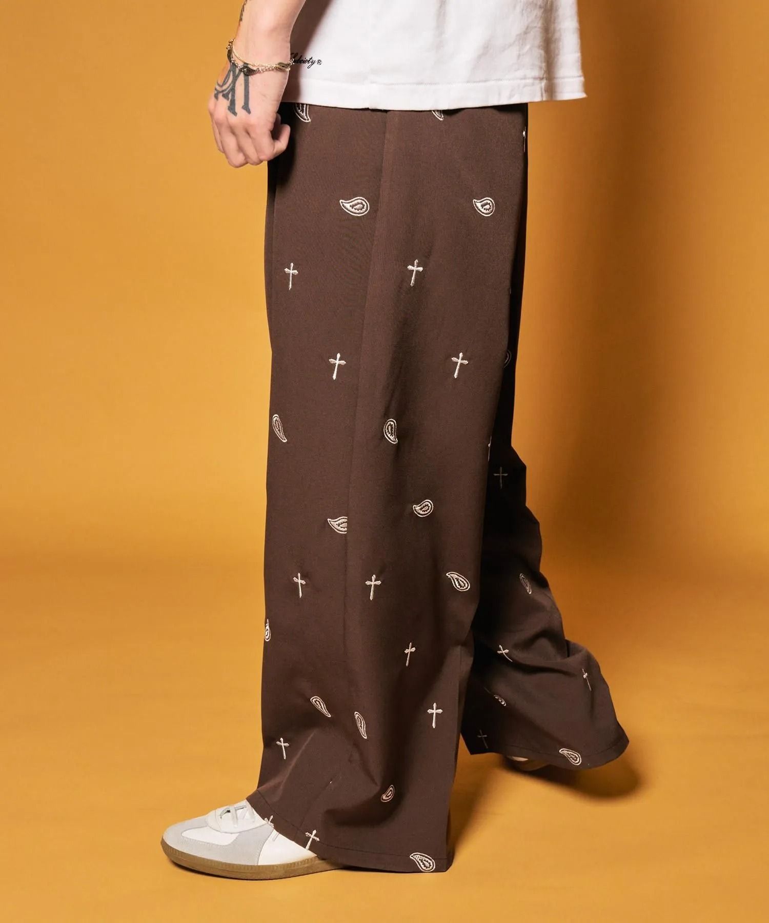 All-over embroidered pants