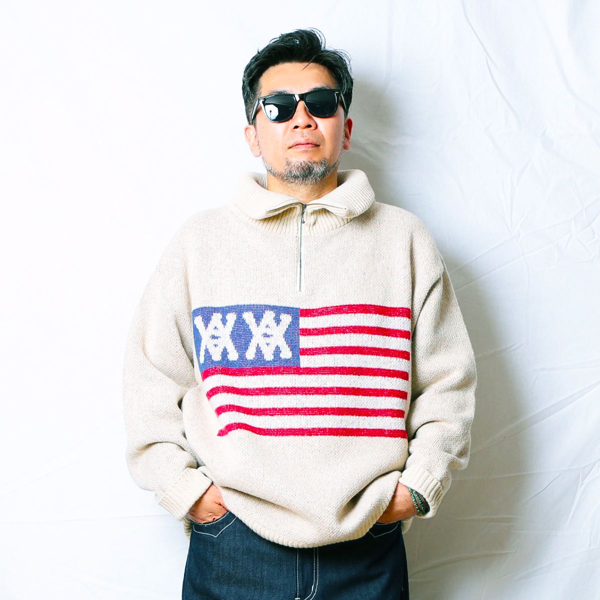 Half Zip Knit -AA Flag