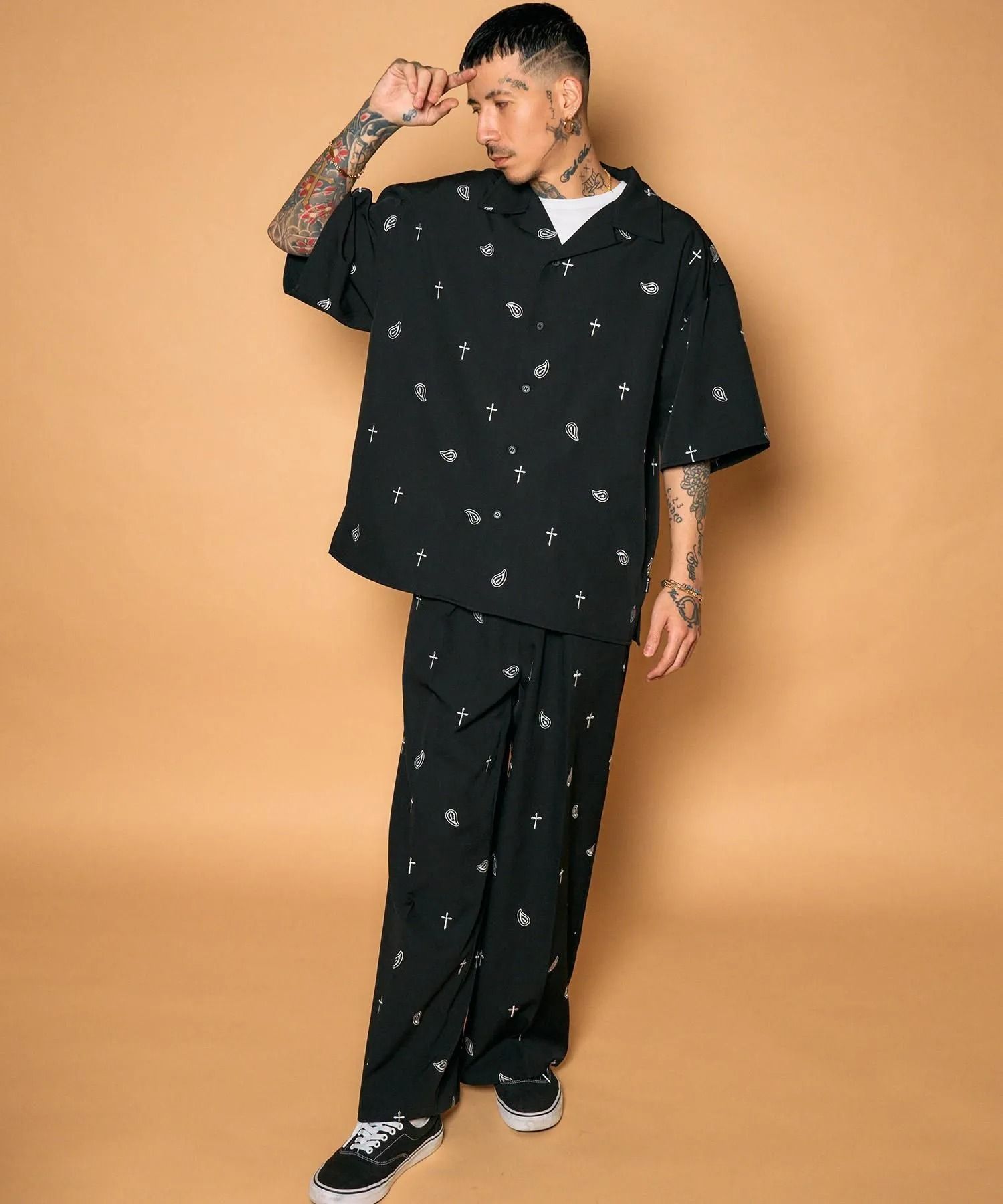All-over embroidered pants