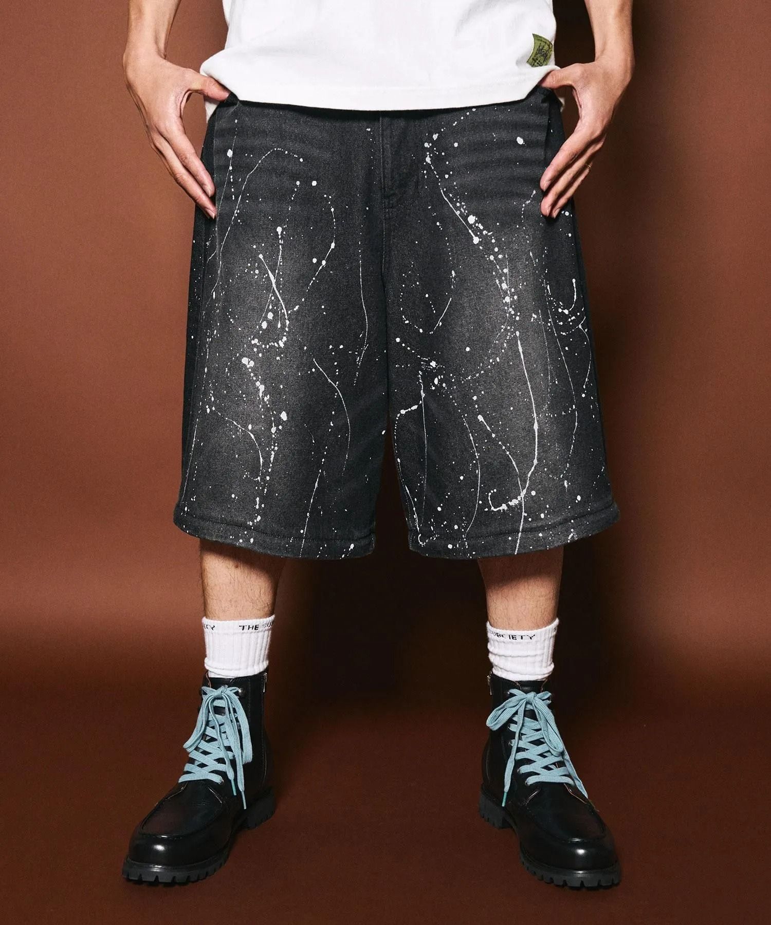 Painted 2way denim pants