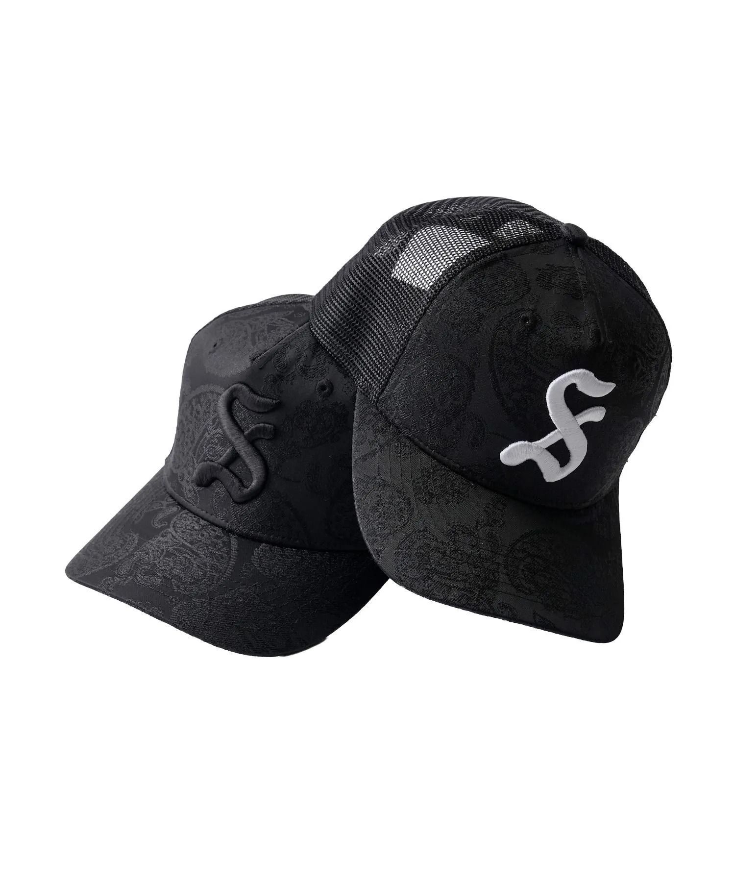 Jacquard paisley mesh cap