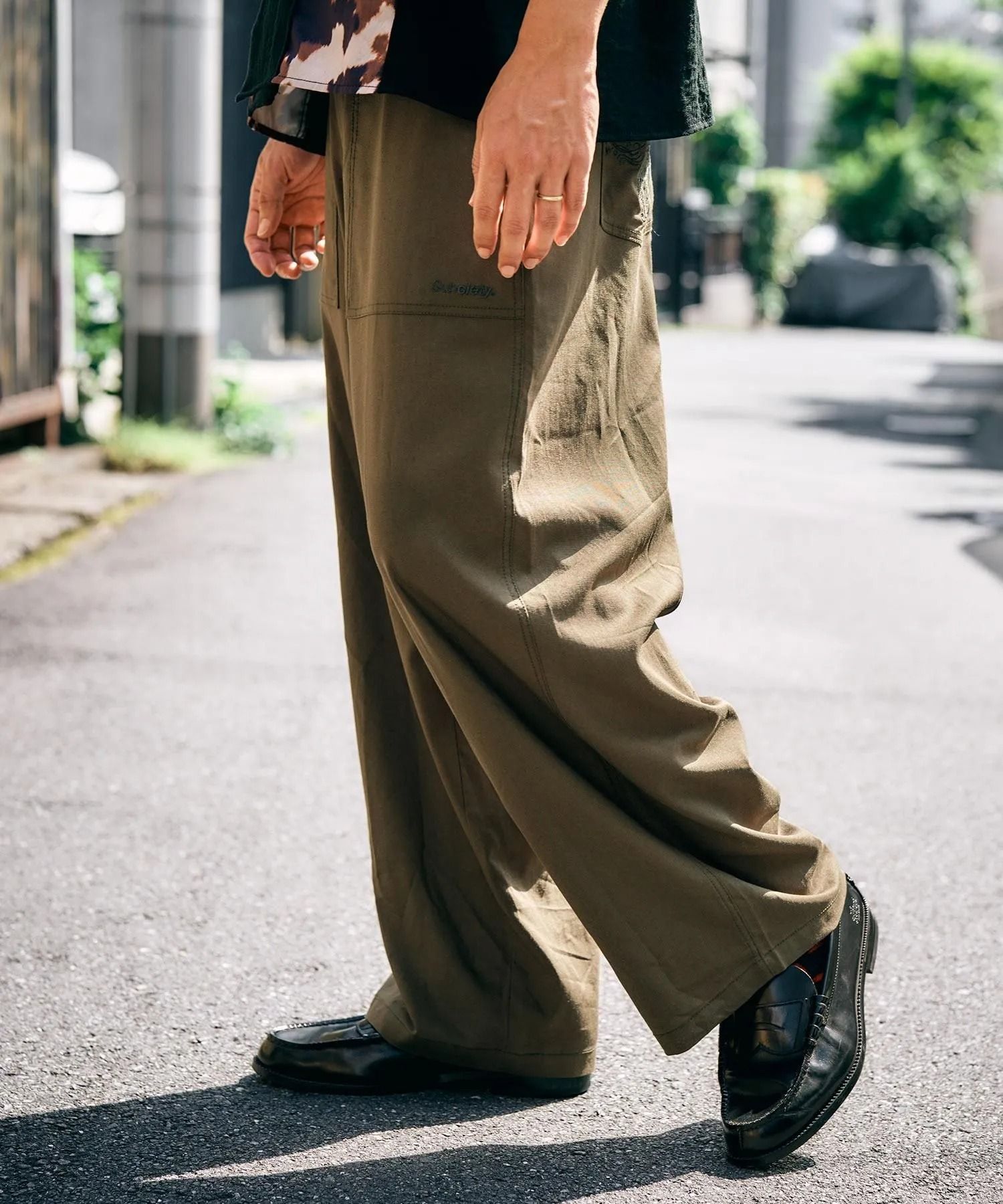 Linen blend baker pants