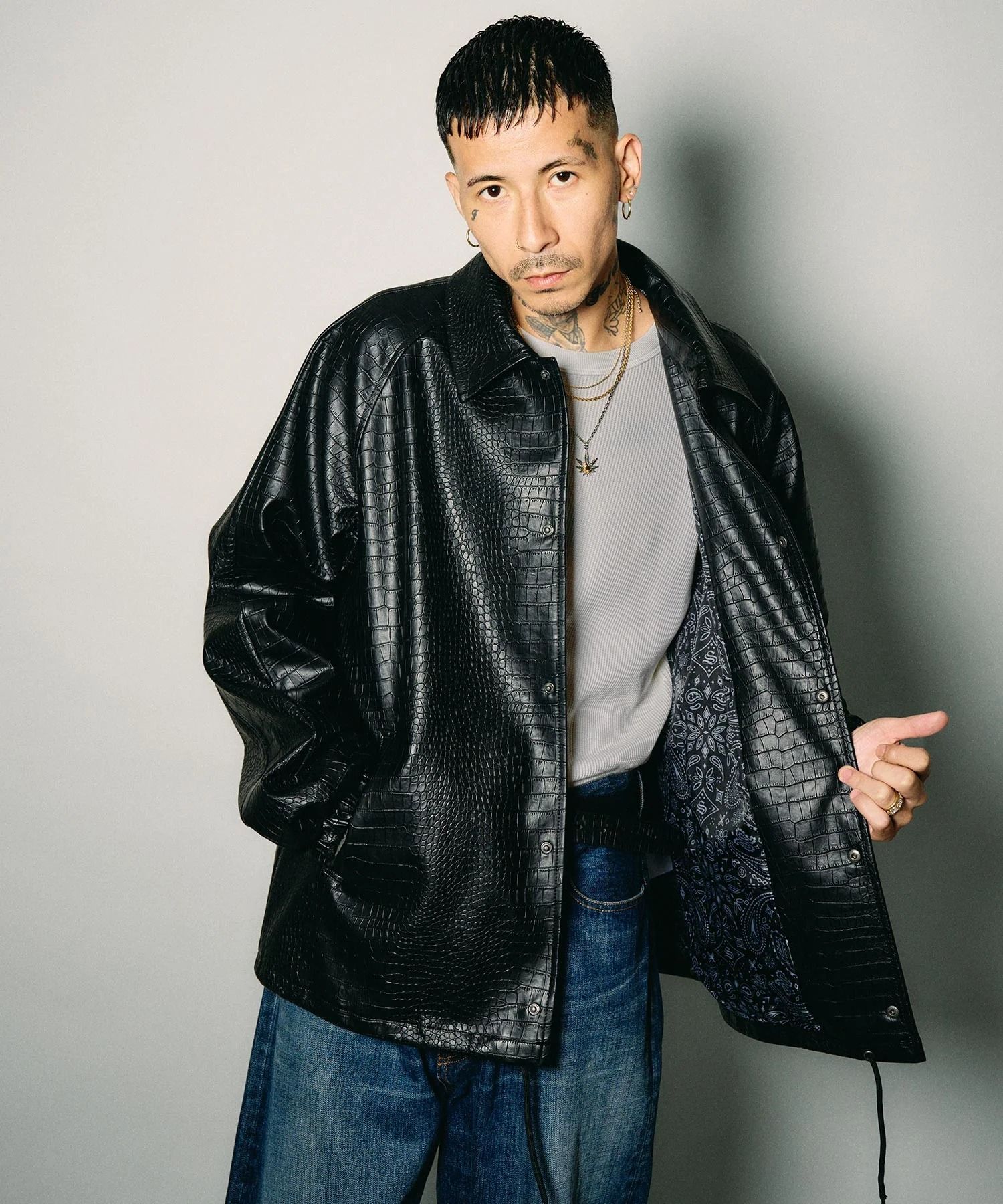 Faux leather coach jacket