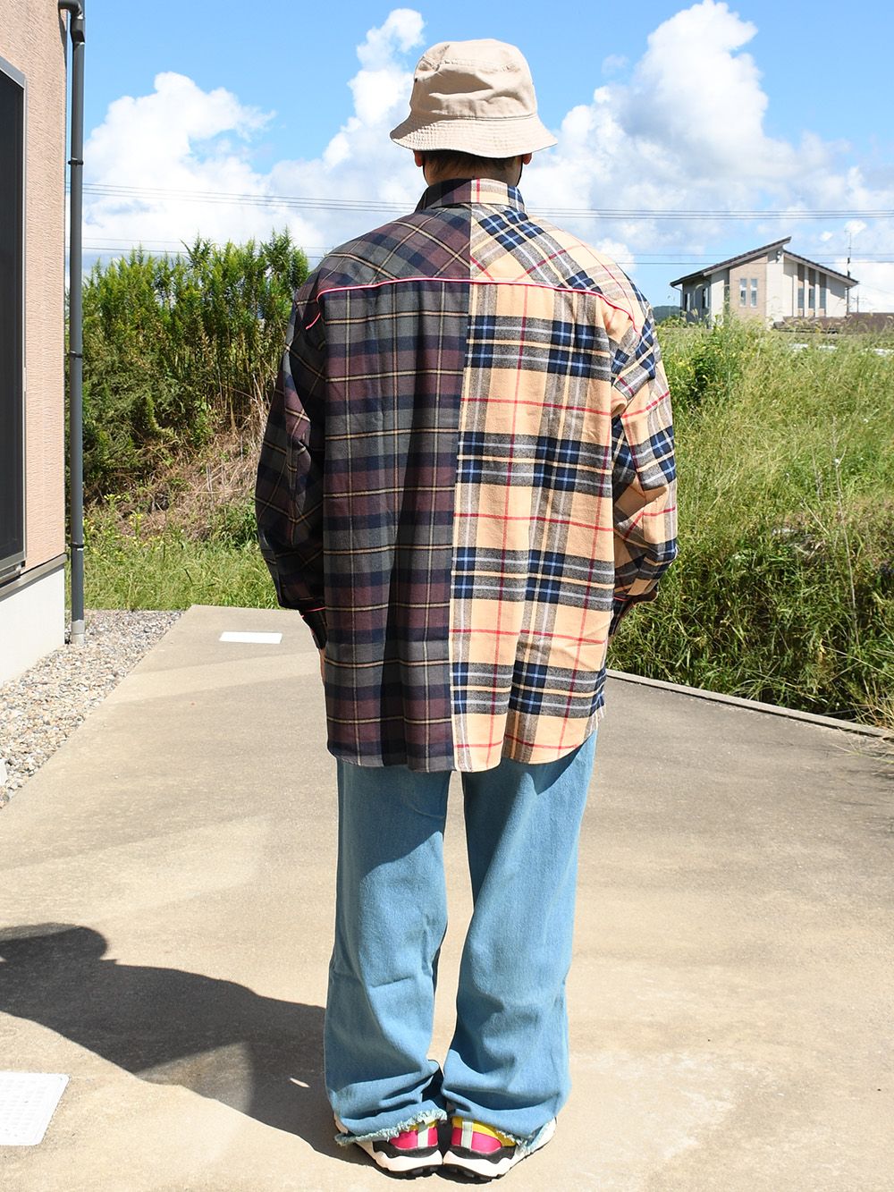 SPLIT PLAID-SHIRT