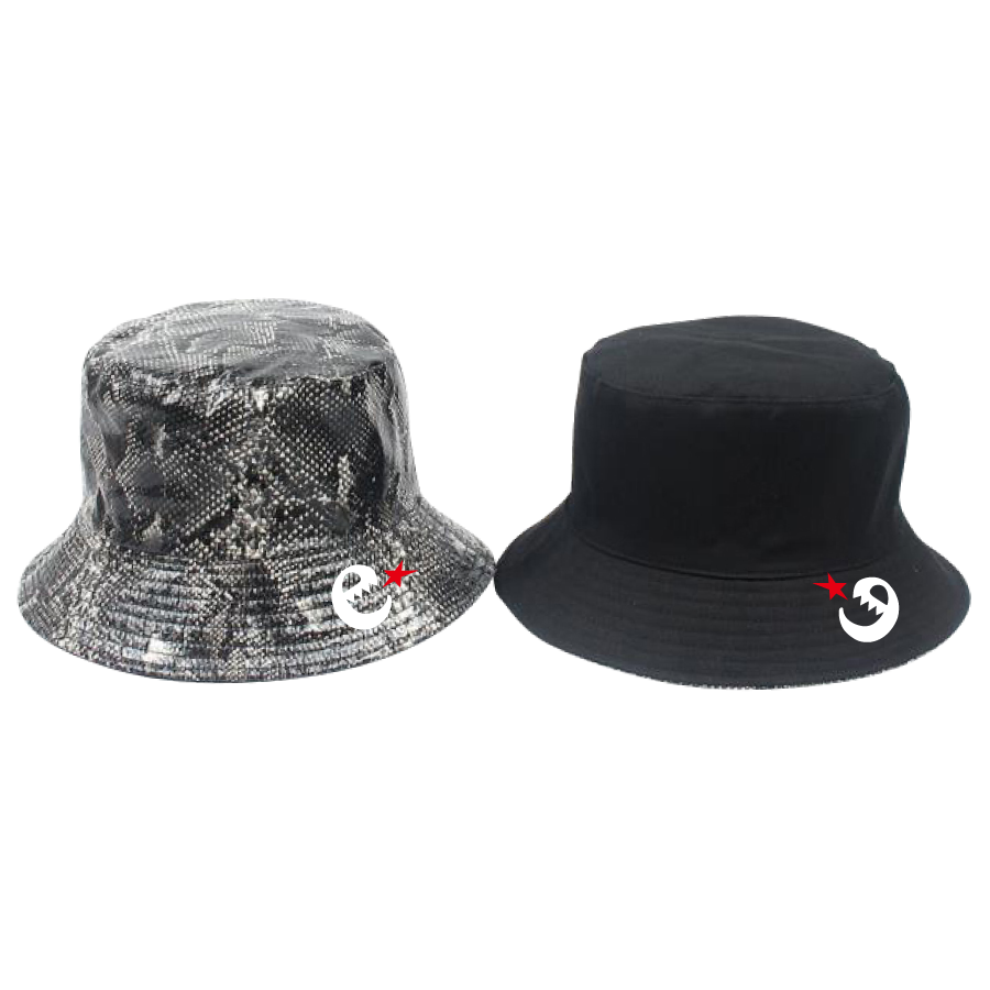 rg fake snake skin bucket hats