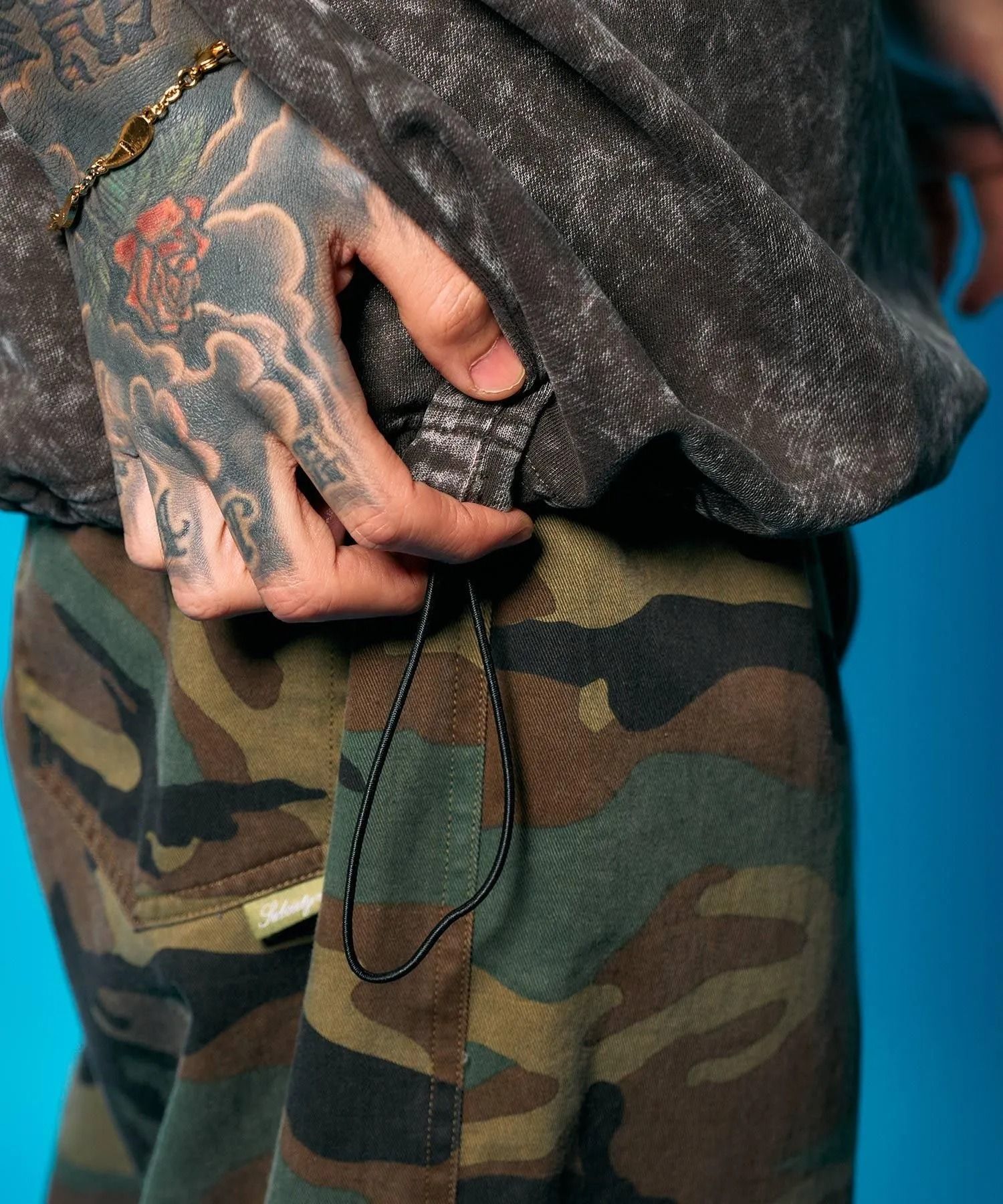 Washed sweat drawstring tee