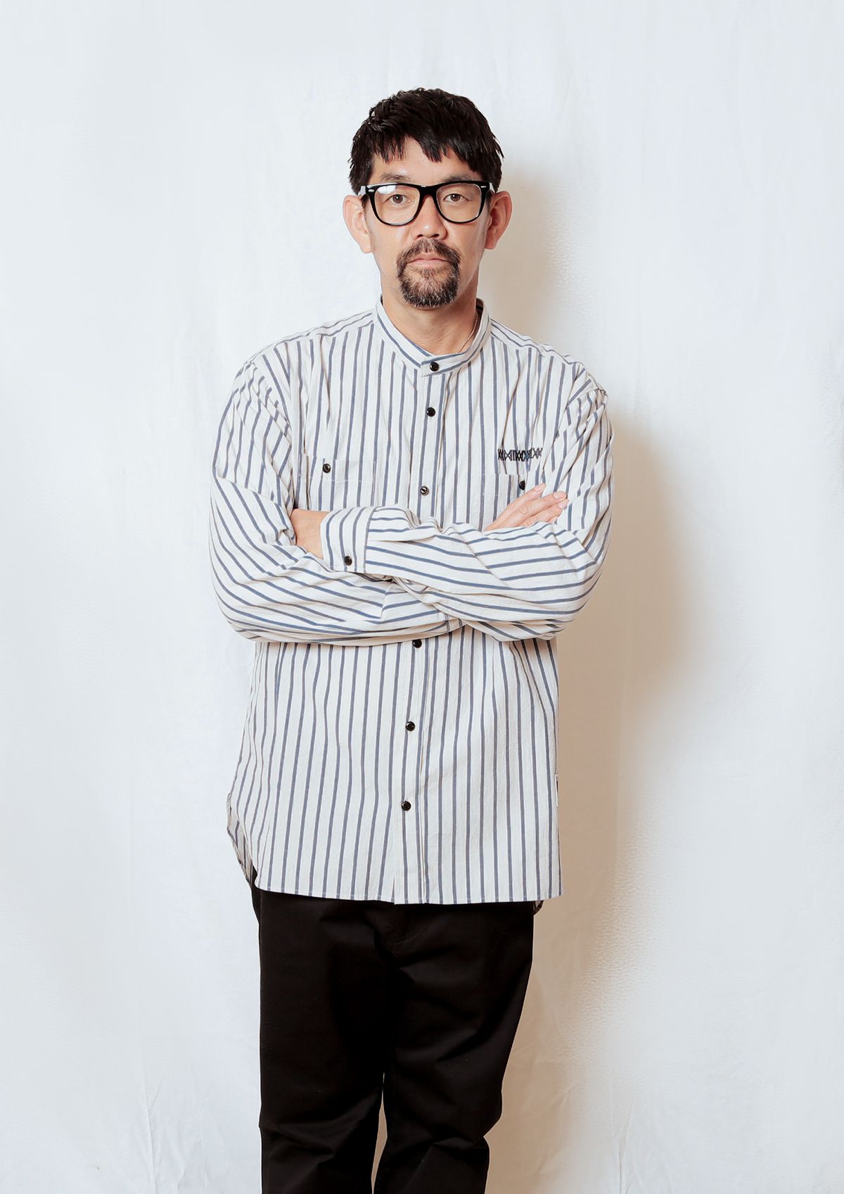 STAND COLLAR  SHIRTS -Stripe