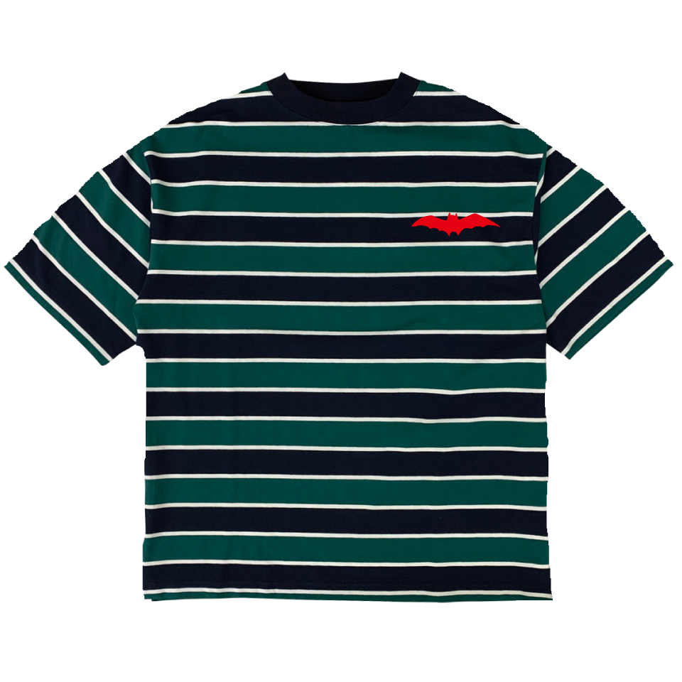 rg stripe combination mock neck T