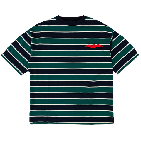 rg stripe combination mock neck T
