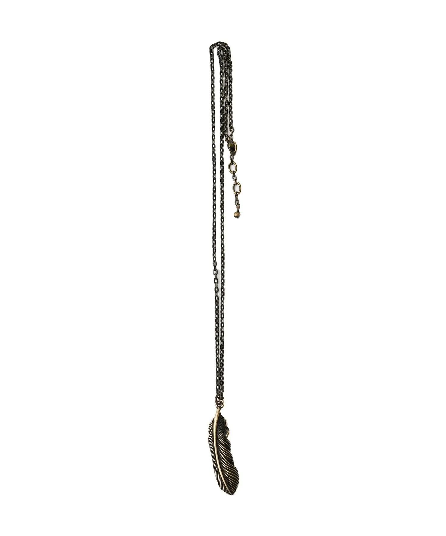 Metal necklace-feather-
