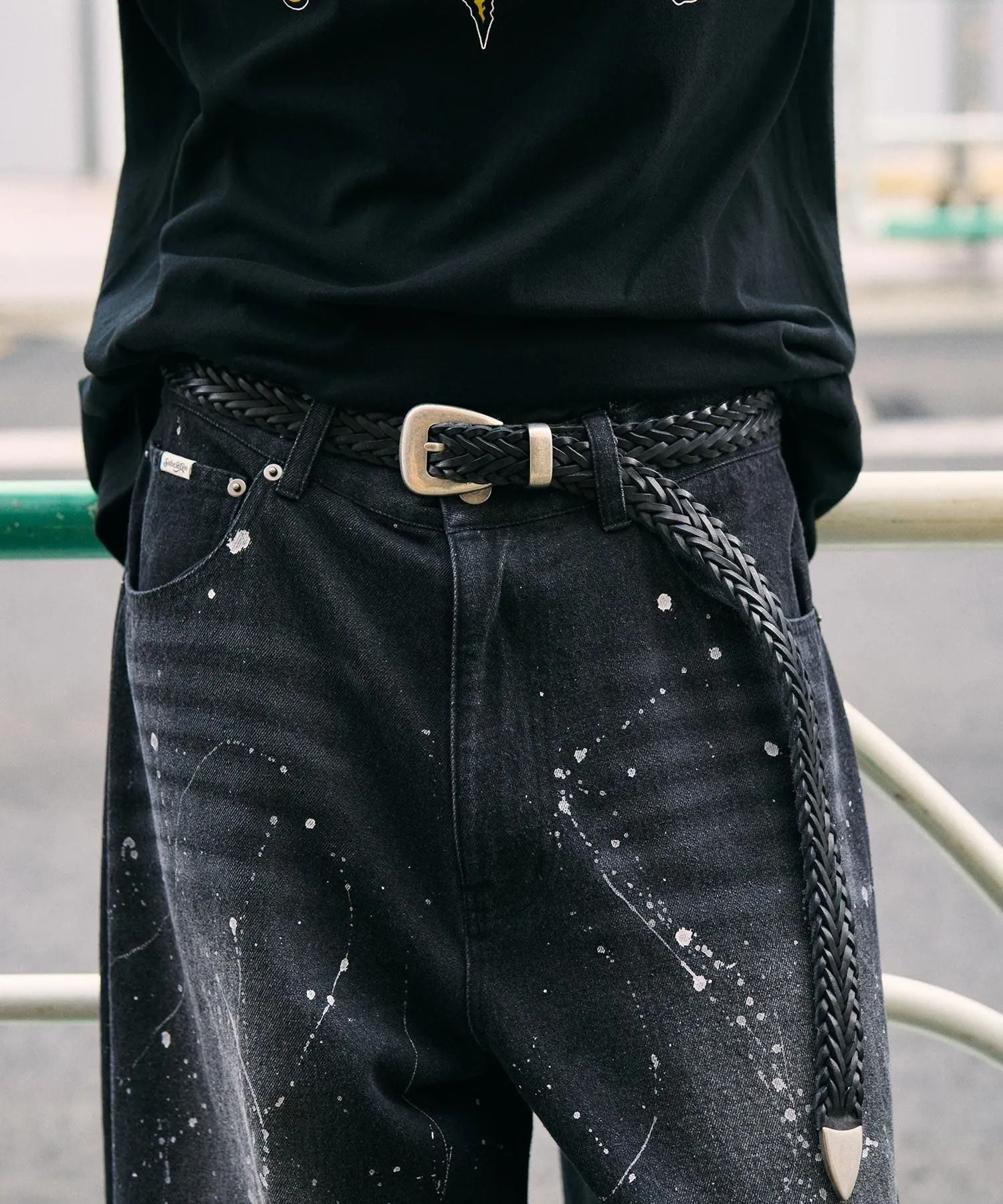 Leather mesh belt