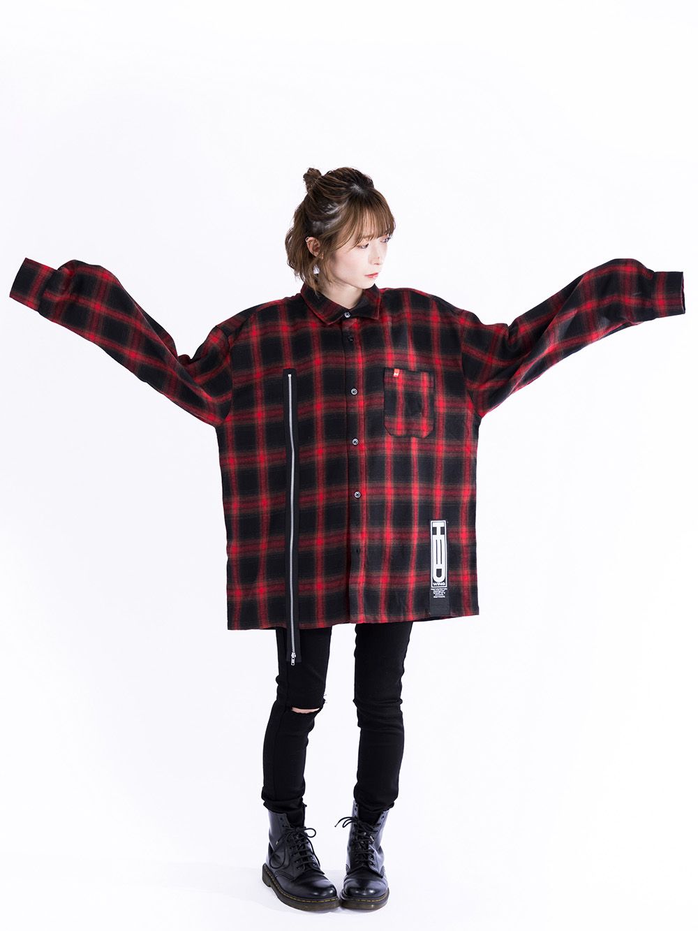 Split Zip Flannel Shirt