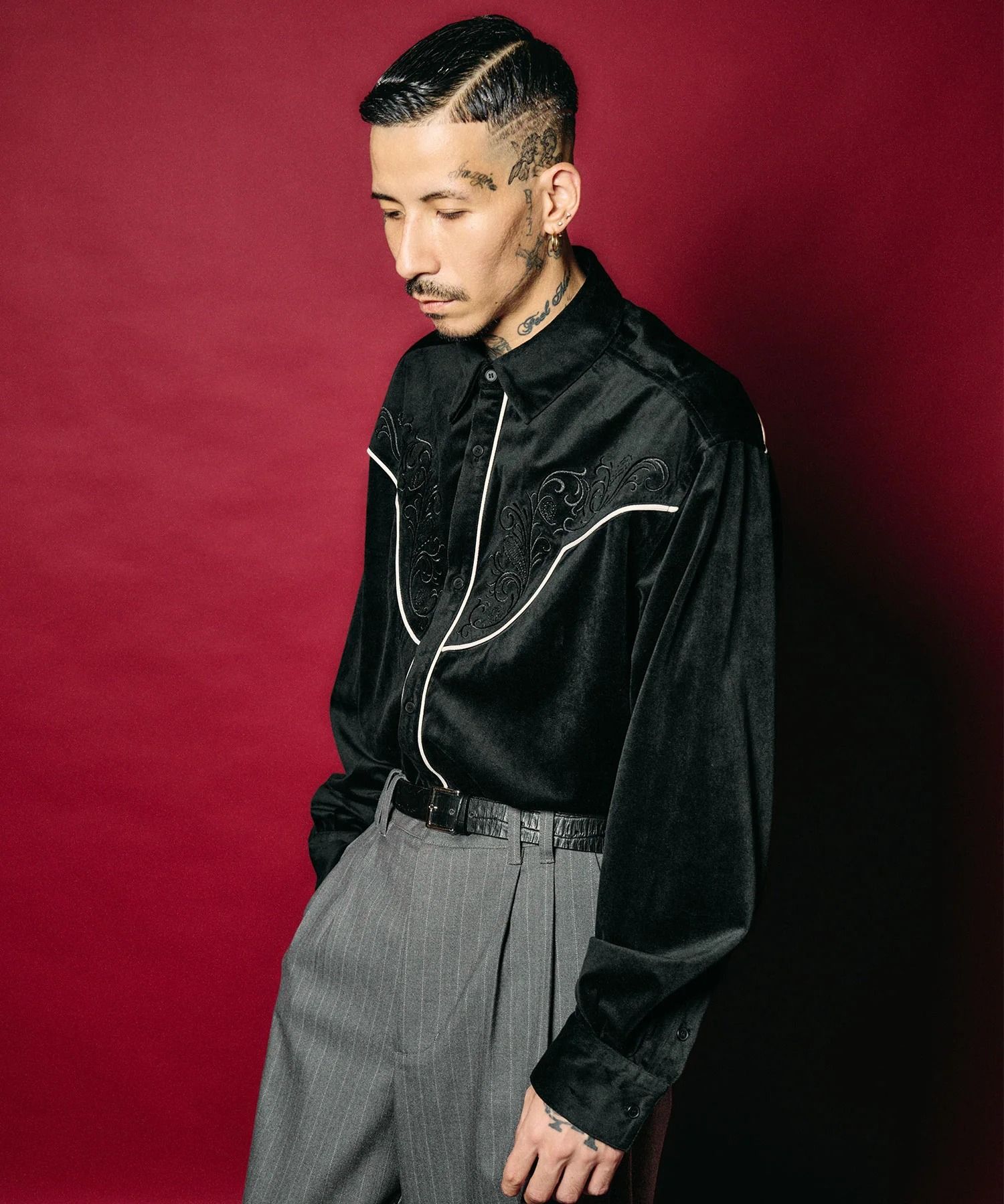 Embroidered velour western shirt
